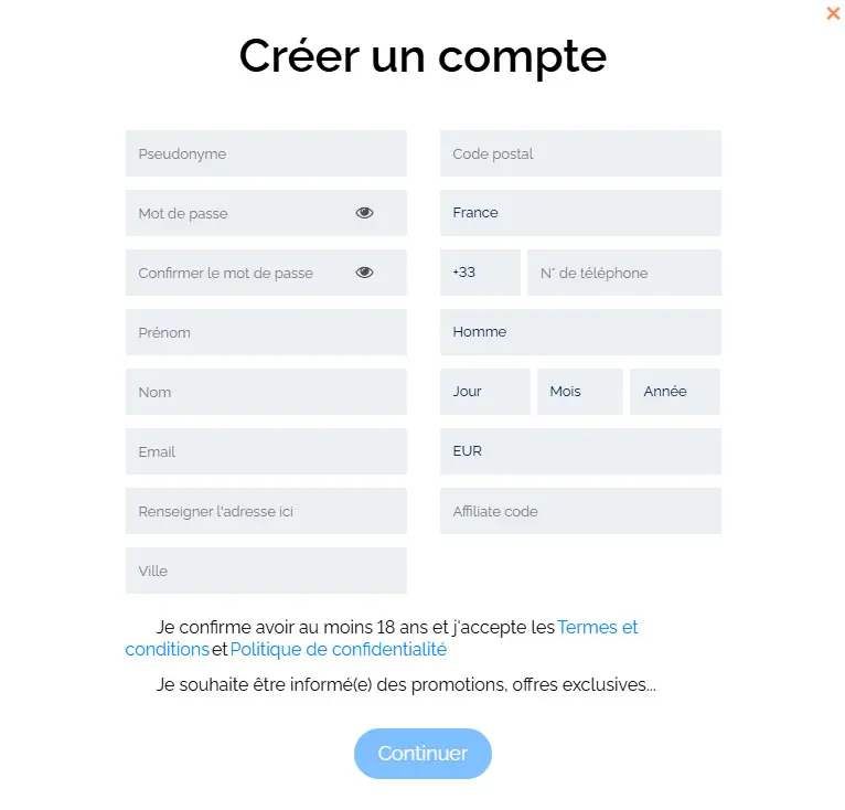 Processus d'inscription 31Bet Casino