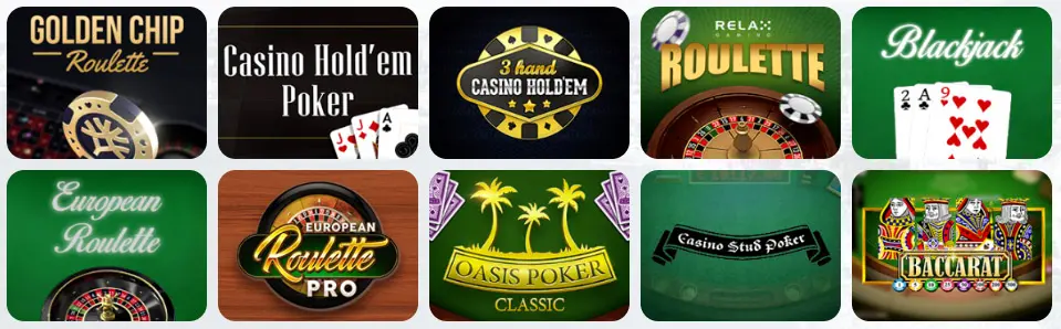 Jeux de table au 31Bet Casino